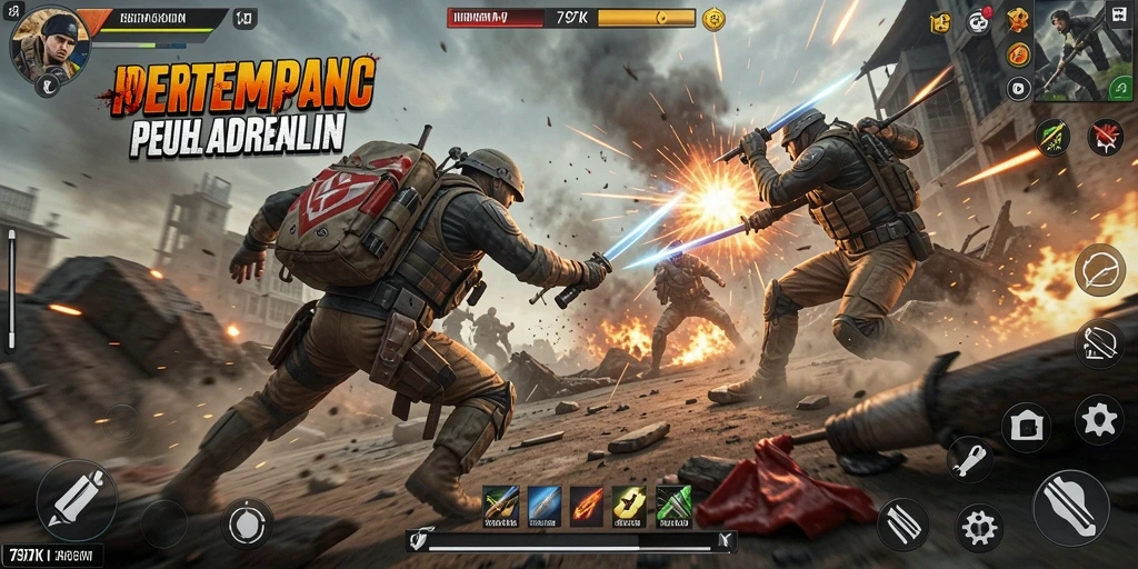 Tangkapan layar gameplay action seru di 797K.