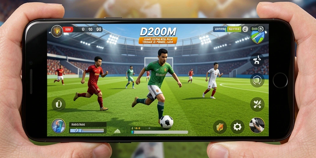 Tampilan gameplay mengesankan dari D200M saat pertandingan sepak bola.