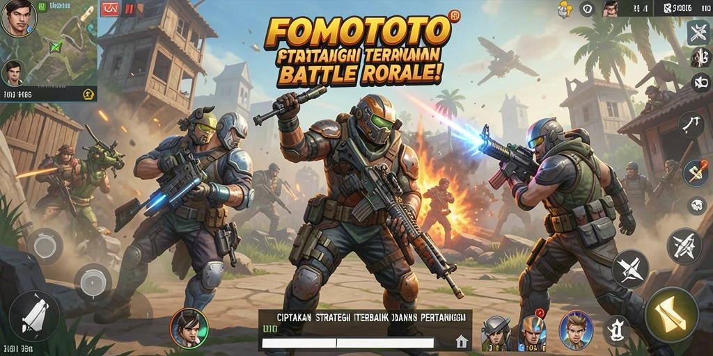 Tampilan gameplay Battle Royale yang menegangkan dan mendebarkan.