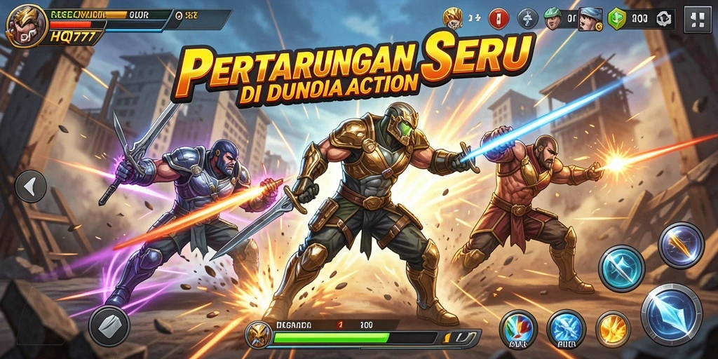 Tampilan aksi intens dari gameplay HQ777 yang memukau.