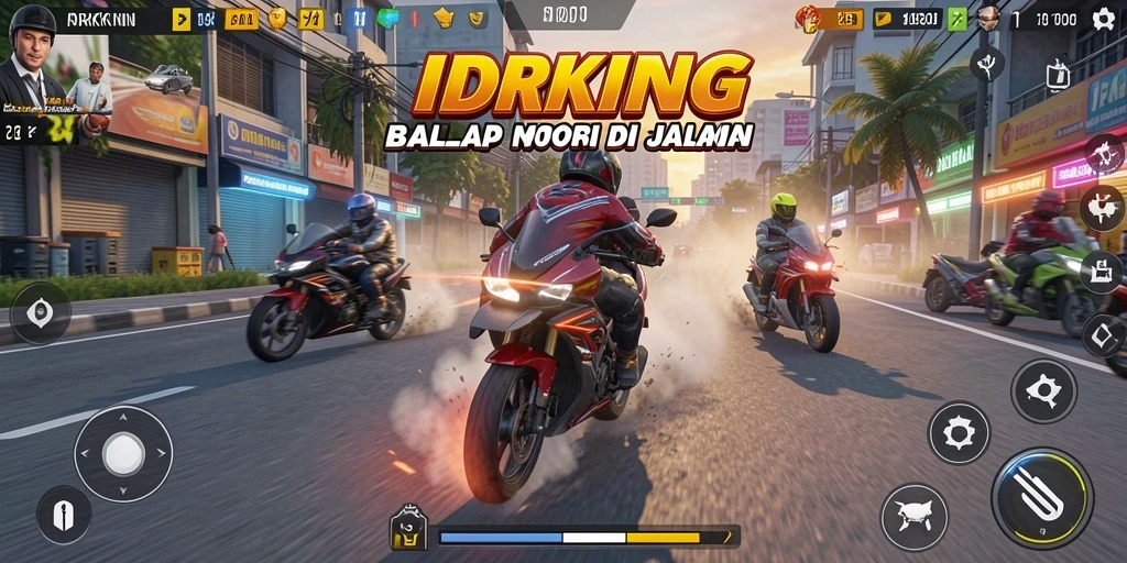 Tampilan menegangkan dari balapan motor dalam IDRKING.