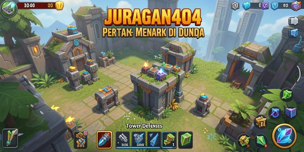 Screenshot menampilkan aksi seru gameplay Tower Defense JURAGAN404.