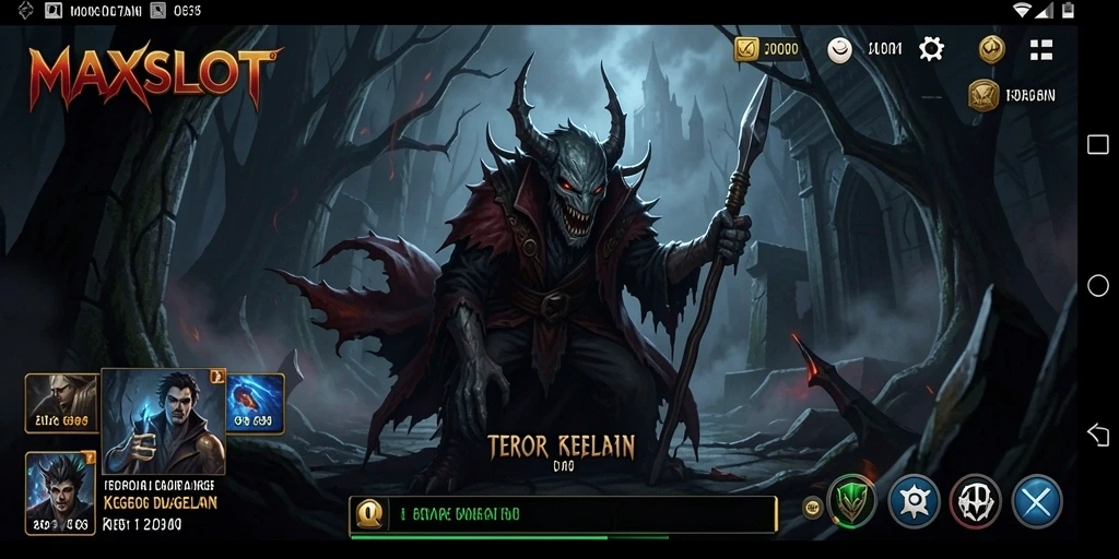 Screenshot gameplay MAXSLOT dengan momen menakutkan yang mendebarkan.