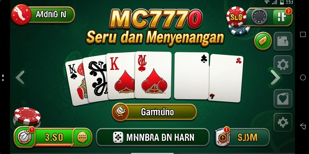 Screenshot gameplay MC777 menampilkan serunya permainan Domino.
