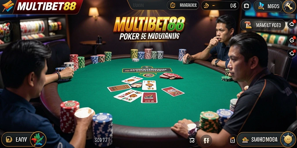 Tangkapan layar permainan poker yang mendebarkan di MULTIBET88.
