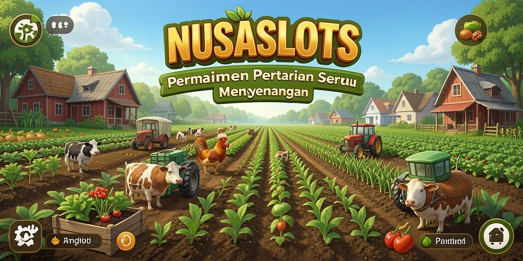Tampilan gameplay NUSASLOTS dengan aktivitas bertani yang seru.